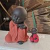 10cm Height Purple Clay Tea Pet Four Bu Little Monk Ornament Zen Tea Play Creative Buddhist Ceramic Crafts Decoration Shami