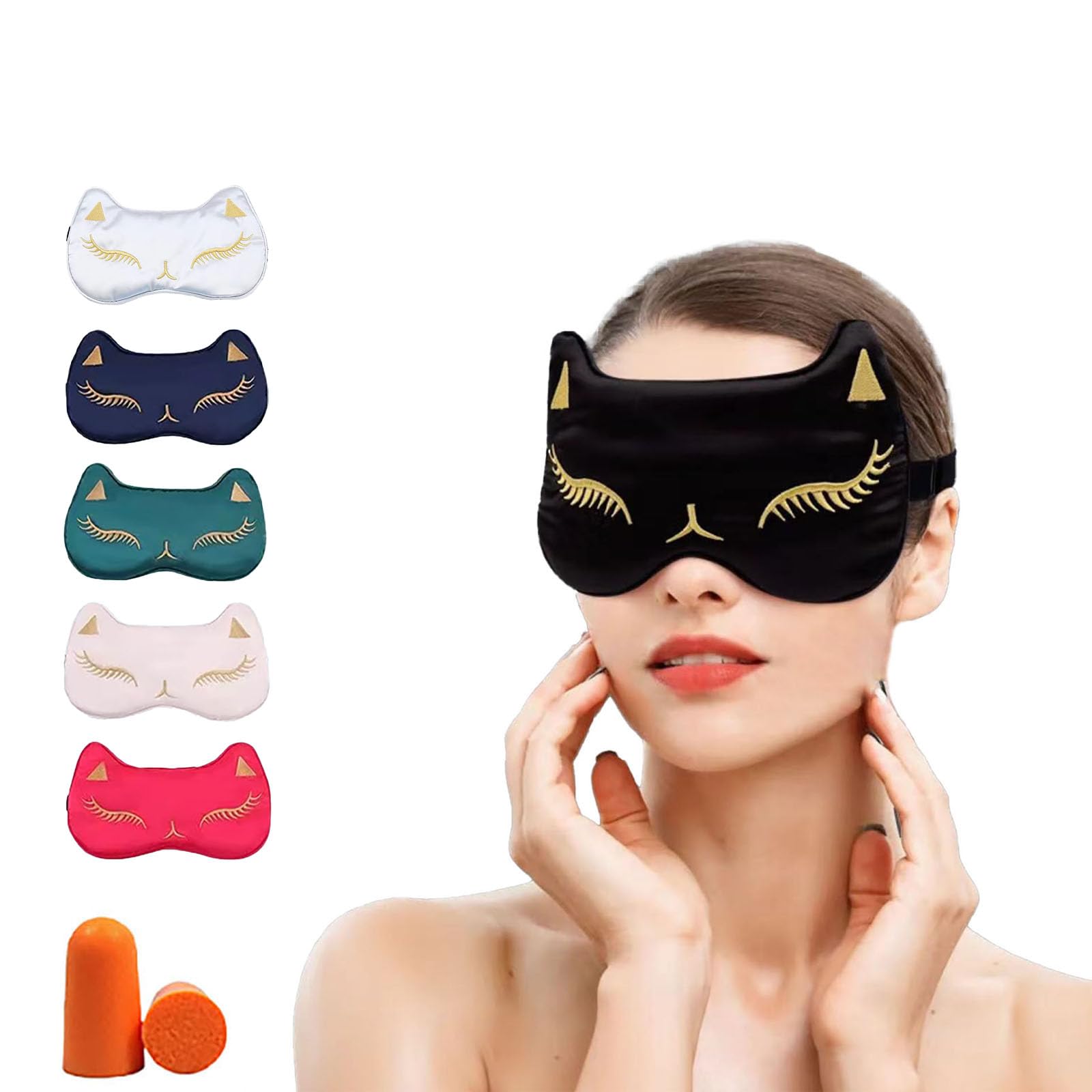 

wulsalio Ash Eye стильная шелковая маска для глаз с принтом кошки для спокойного Она блокирует свет и обеспечивает удобную удобную и идеально подходит для бизнеса и чёрный