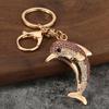 Keychain Pendant, Sparkling Rhinestones Dolphin Shape Keychain, Electroplated Surface Key Holder with Key Ring And Lobster Clasp