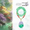 Retro Chinese Spring Jade Necklace with Floating Flowers: Ruyi Pendant On Beaded Chain