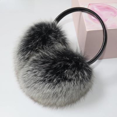 Chegada Nova Earmuff de Pelúcia com Pele de Raposa Genuína para Mulheres Inverno Senhora Pompons Grandes Earmuffs Fofos de Pele de Raposa Cobertura de Orelha de Pele de Raposa Real Quente