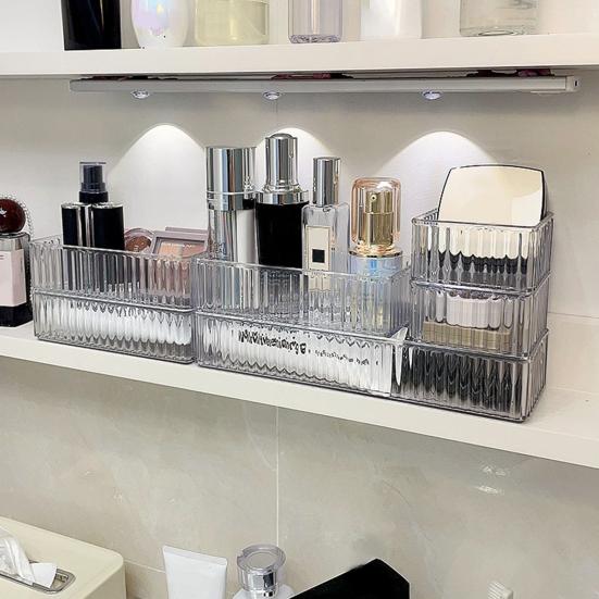 Drawer Divider Storage Box Clear Bathroom And Vanity Drawer Organizer Tray Drawer Storage Bin for Makeup Brushes Lipstick Cosmetics Kitchen Utensils