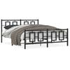 Metal Bed Frame with Headboard and Footboard Black 150x200 Cm