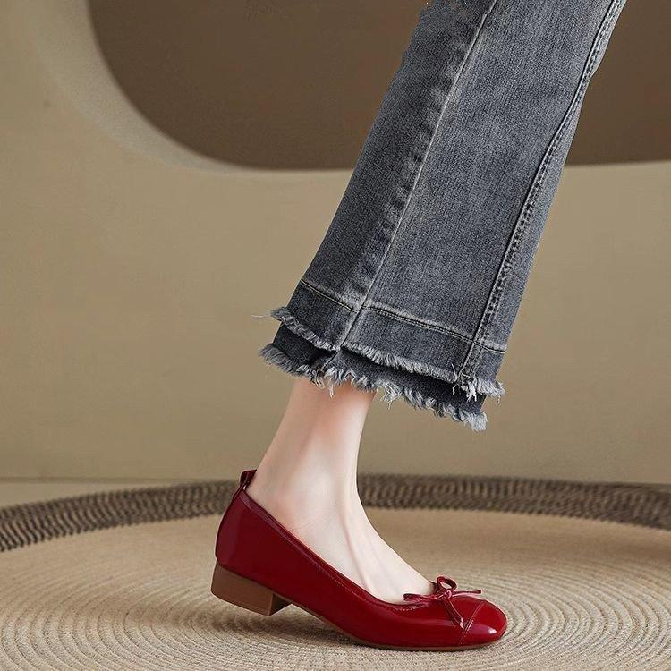 Autumn French Ballet Low Heel Bow Light Mouth Single Shoes New Mary Jane