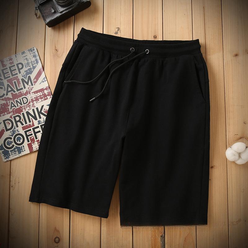 New Pure Cotton Terry Casual Shorts for Men and Women, Summer Solid Color Couple's Drawstring Knee-length Shorts