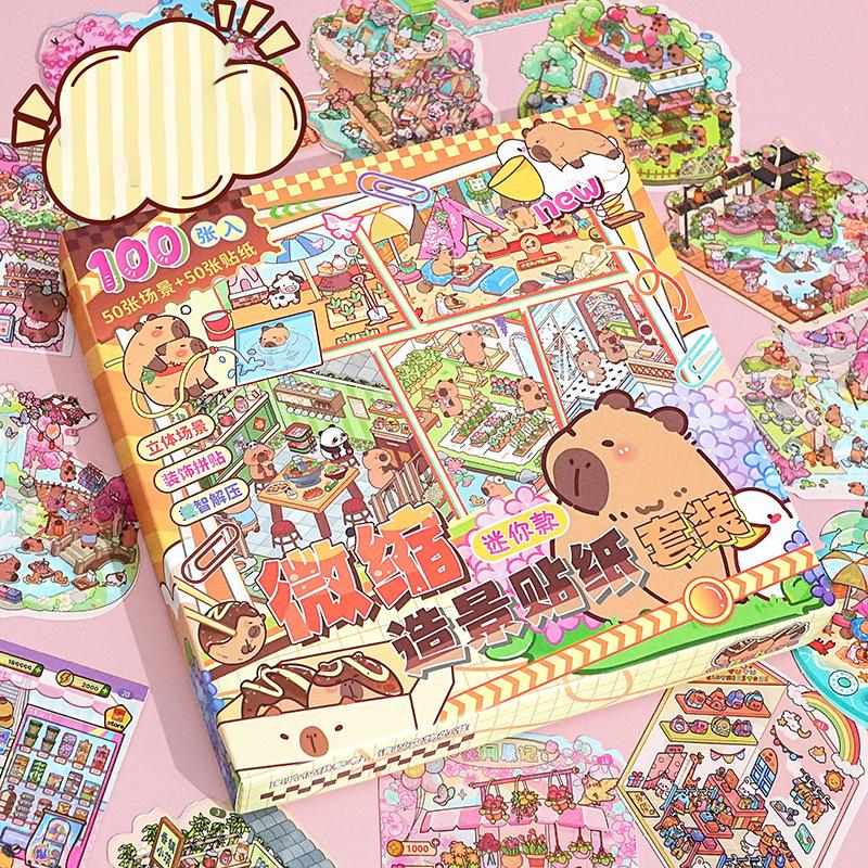 100 Blatt Miniatur Landschaft Sticker Set Szene Sticker Sammlung Collage Landschaft DIY Sticker Dekoration Notizbuch Zubehör