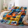 Stitch Multiple Expressions Grid Collage Pink Blue Background Print Flannel Blanket Soft Warm Throw Blanket Sofa Bedroom Decor Gift