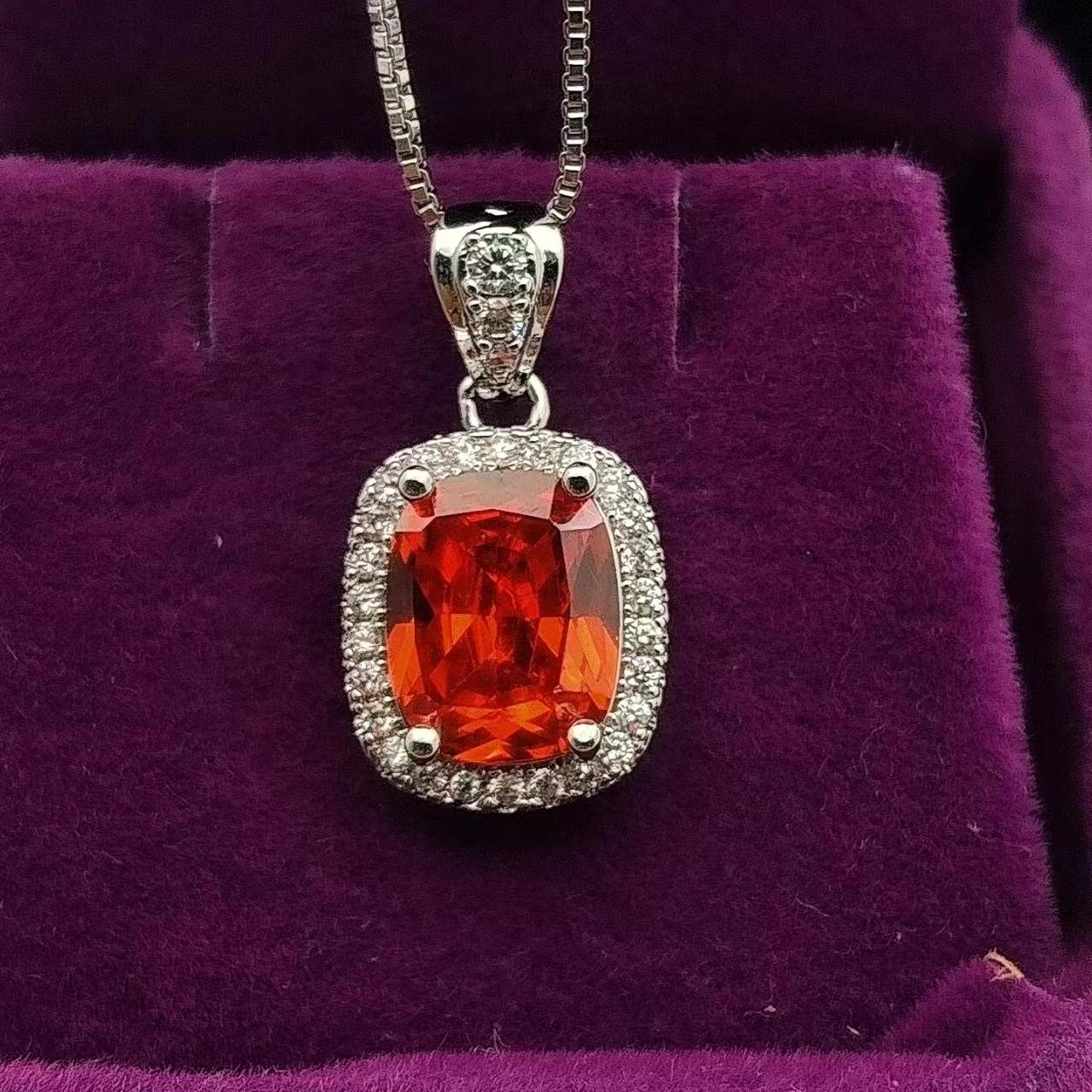 Индивидуальность мода имитация цветного драгоценного камня циркон ожерелье женское высококлассное темпераментное легкое роскошное прямоугольное подвесное украшение Copper + gold