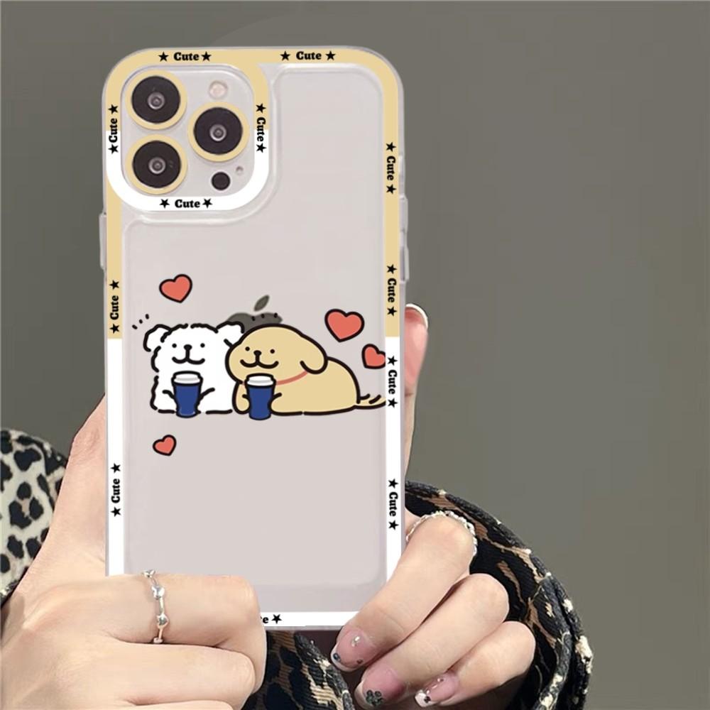 Cartoon Line Dog Phone Case For iPhone 14 13 12 11 Pro Max XS X XR SE 2020 6 7 8 Plus Mini Protective Cover