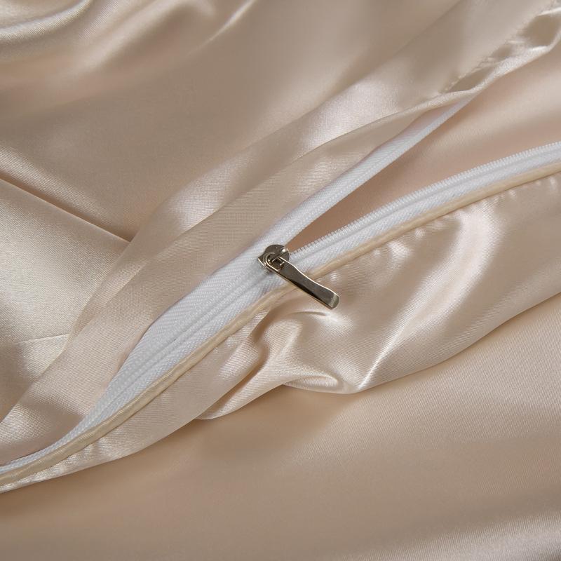 Luxury Mulberry Silk Duvet Cover Set High End Satin Solid Color Quilt Cover and Pillowcases Soft Silky King Size Comforter Cover