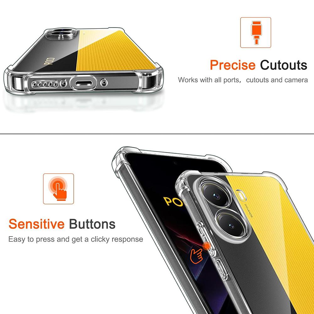 Shockproof Silicone Soft Case For Xiaomi POCO X7 X6 X5 X4 X3 Pro GT 5G Clear Back Cover Ultra Thin Transparent Shell Coque Funda