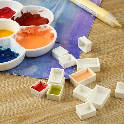 White 3.2ml Plastic Empty Full Pan Artists Paint Palette Painting Supplies Watercolor Paint Grid Art Supplies