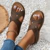 2024 Plus Size Casual Round Toe Cross Strap Hollow High Heel Women's Wedge Slippers