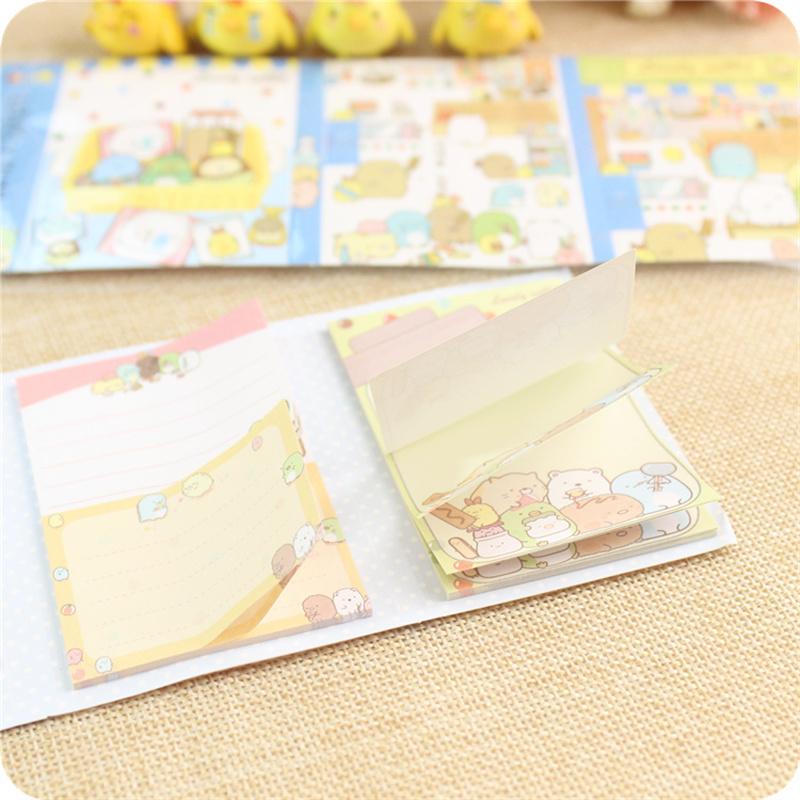 1pcs Cute Cartoon Memo Pad Lovely Bunny 6 Fold Self Adhesive Sticky Notes Diary Planner Stickers Office School