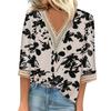 Women's Shirt Blouse Casual Loose Shirts 3/4 Sleeve Lace Trims Print V Neck Tops Print Tops T-shirts Tee