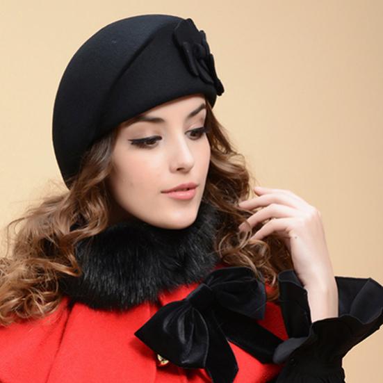Fashion Women's Beret Baggy Beanie Hat Double Flower Airline Stewardess Cap