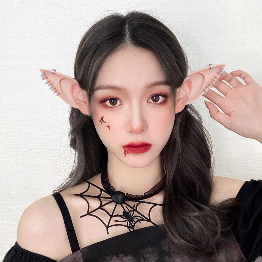 1pair Latex False Ears Cross Ear Cuff Jewelry Creative Elf Ears  Cosplay Accessories