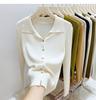 Polo Collar Style Base Sweater for Women In Spring and Autumn Slim Fit Design Sweater for Indoor Wear Cardigan Knitted Sweater Early Spring Top