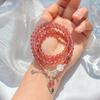 925 Silver 6Mm Pigeon Blood Red Natural Strawberry Crystal Moonstone Multi-Circle Bracelet Bracelet