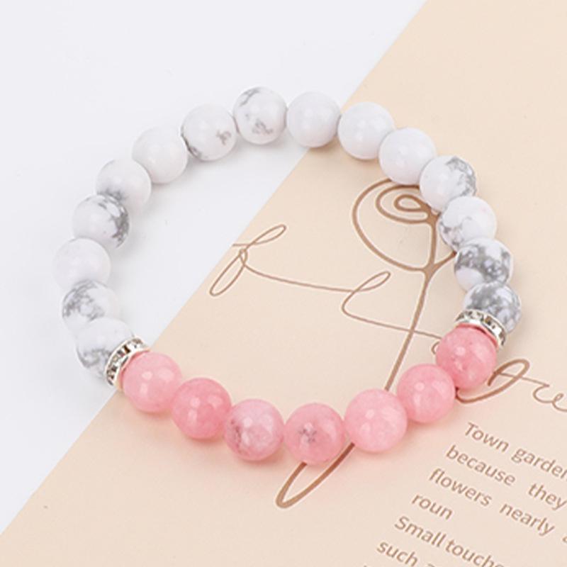 

Браслет ручной работы из розового кристалла и белой бирюзы для женщин и детей - Ювелирный подарок