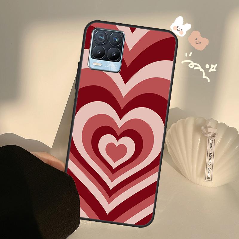 Latte Love Tunnel Brown Heart Case For Realme C75 C63 C61 C55 C51 C53 C25 C65 C67 C71 11 12 13 14 15 Pro Plus GT6 GT7 Pro