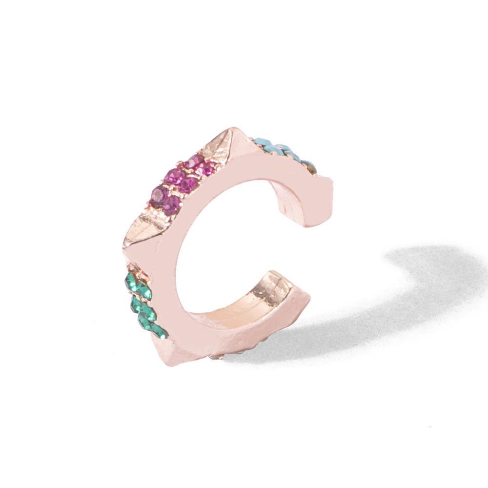 Alloy Geometric Elegant Ear Cuffs With Colorful Rhinestones For Women Trendy