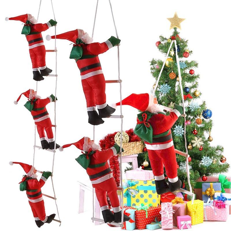 Home Restaurant Decor Pendant Merry Christmas Decoration Climbing Santa Claus Gifts Doll Hanging Drop Ornaments Holiday Decor