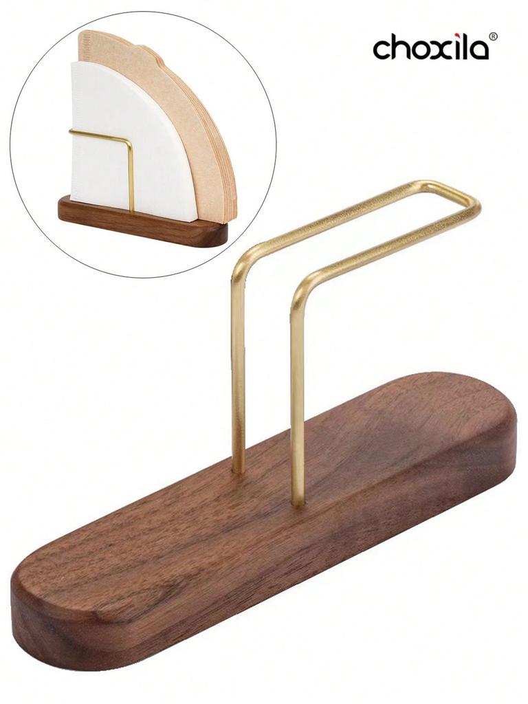1pc Coffee Filter Paper Holder Filter Paper Rack, Walnut Wooden Filter Paper Stand, Pour Over Coffee Filter Paper Storage