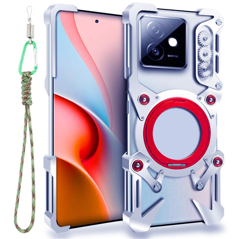 

Bumper Case For Honor GT/X50i 5G/X60 GT 5G/X60i 5G/X70i/X8b 4G/X8c 4G , Kickstand Aluminum Alloy Magnetic Phone Cover with Wrist Strap B