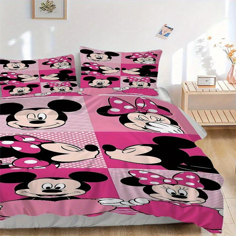 

3pcs Mickey, Minnie Printed Bedding Set, Breathable And Soft, Machine Washable, Christmas Gift Birthday Gift, Bedroom Decoration 135x200cm