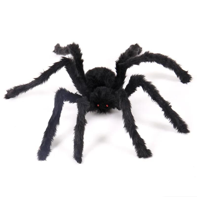 Halloween Big Decor Spider Horror Halloween Decoration Party Prop Outdoor Giant Spider Decor 30-200cm Chamber Prank Black Spider