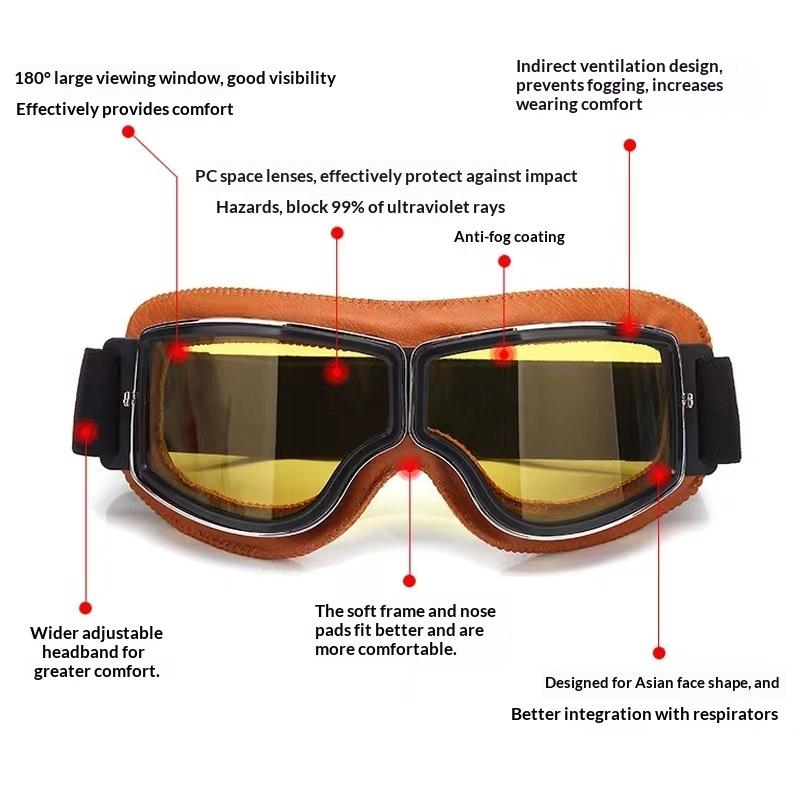 High-Quality Retro Motorcycle Goggles for Bikers with Wide Lens View