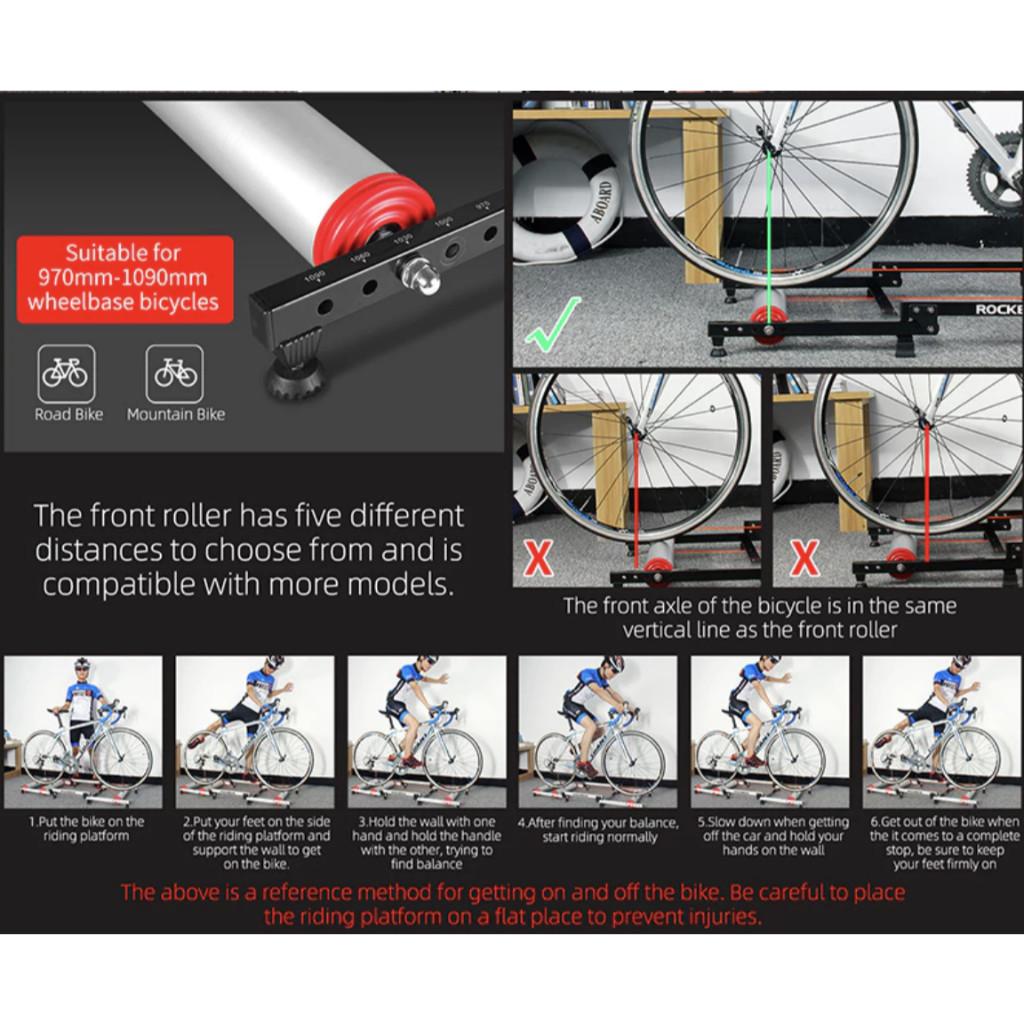 Foldable Bike Roller Trainer Adjustable Bicycle Roller Exercise Stand Indoor Fitness Bike Riding Platform