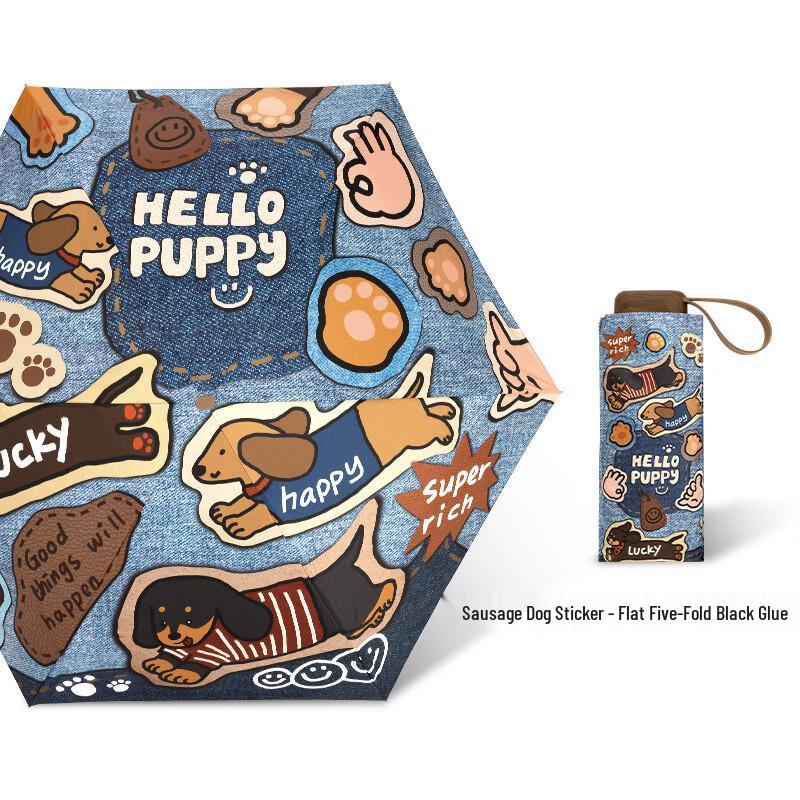 Lilang Portable Pet Sun Umbrella with Dachshund Design