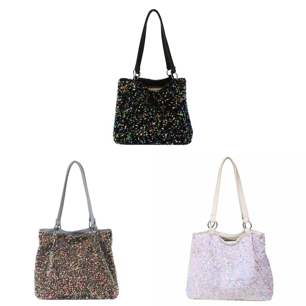 Large Capacity Sparkling Sequin Bucket Bag For Womens Daily Use
