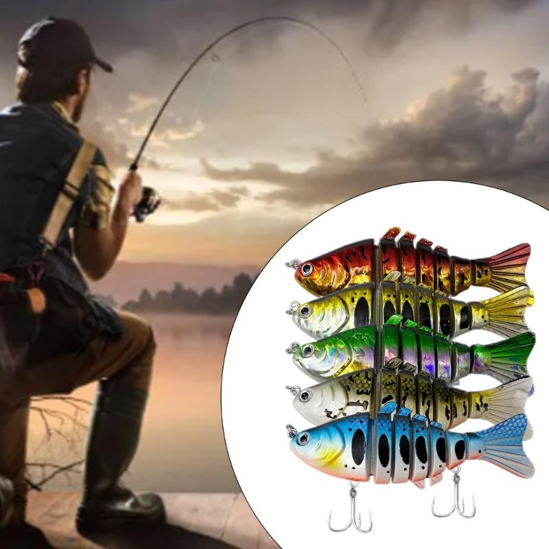 5Pcs Multi Jointed Swimbaits Slow Sinking Swimming Lures Fishhooks Freshwater Saltwater Bass Treble Hook Fishing Lures