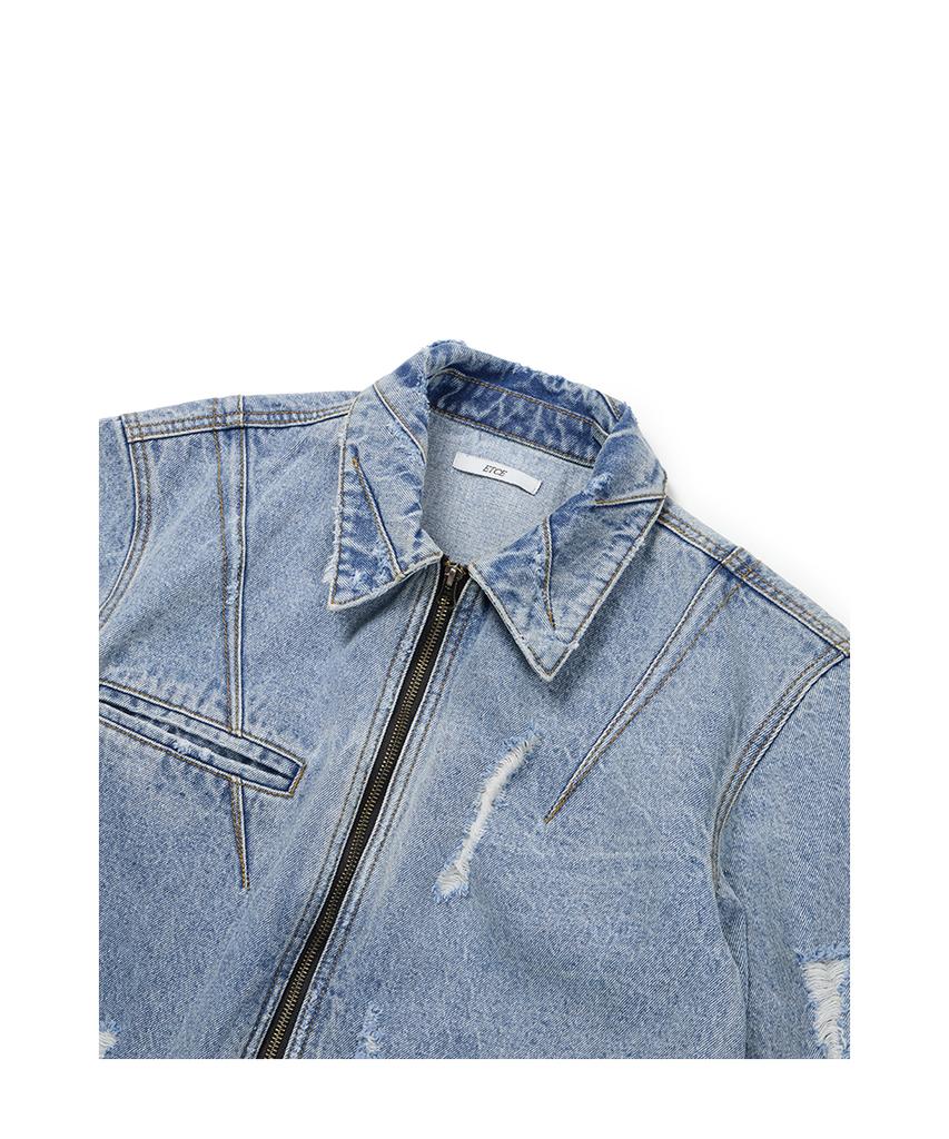 Etce Destroyed Dart Trucker Jacket (Blue)