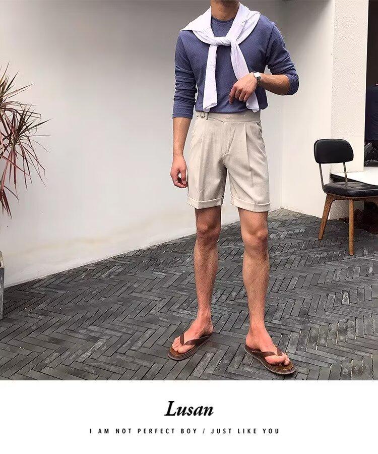 Naples Italian Summer Shorts - High-End Paris Buckle Waist, Thin Casual Trousers