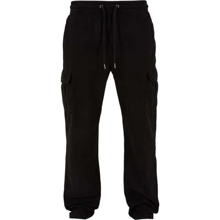 Pantalon Cargo - Urban Classics - Noir - 100% Coton - Ceinture Élastique - Poches Cargo
