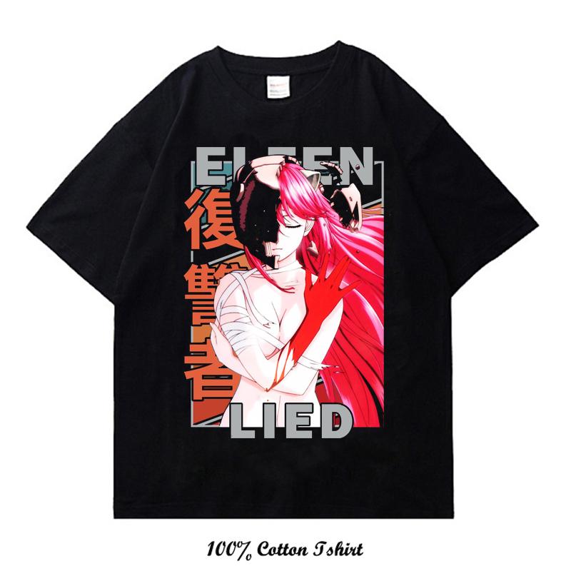 Nový letní styl ležérní tričko Elfen Lied nadměrné vintage pánské dámské s grafickým potiskem streetwear oblečení 100% bavlna topy trička
