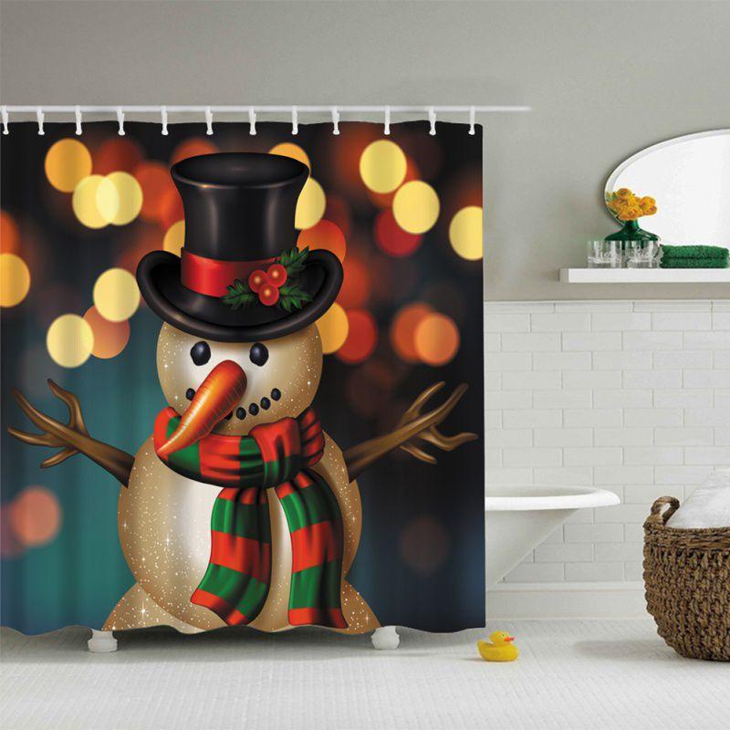 Stunning Christmas Home Shower Curtain In Waterproof Polyester With 12 Hooks For Festive Decor
