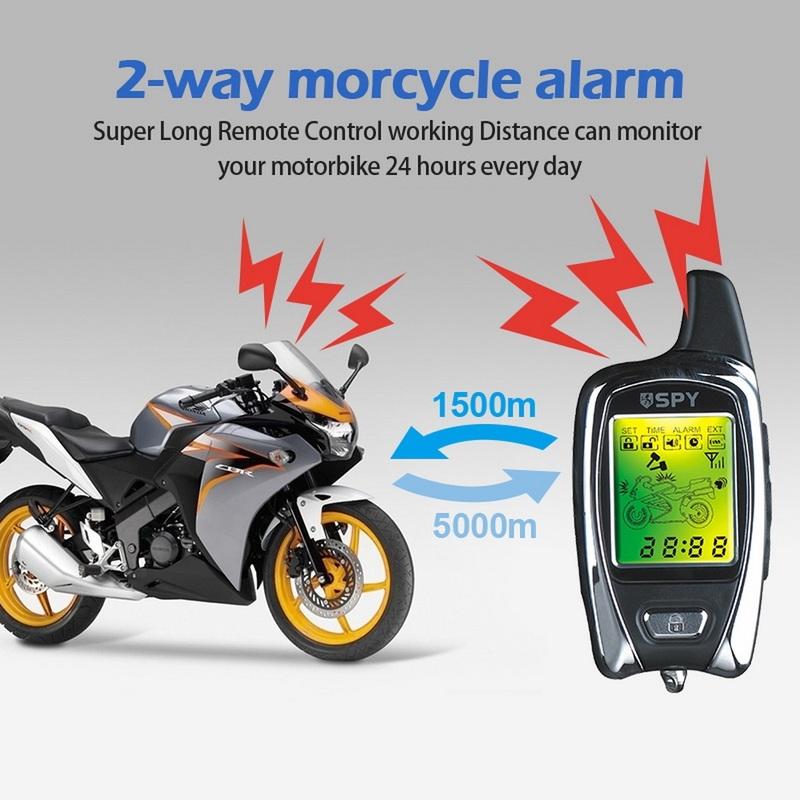 Germany Spy Two Way Motorcycle Alarm System Engine Start 2 LCD Remote 5000Meter Security Gas Diesel 209 Motor Bike
