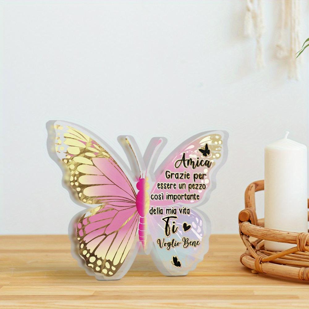 1pc Italian Butterfly-Shaped Acrylic Sign - Romantic Desktop Decoration for Home, Farmhouse Living Room, or as a Thoughtful Gift for Friends