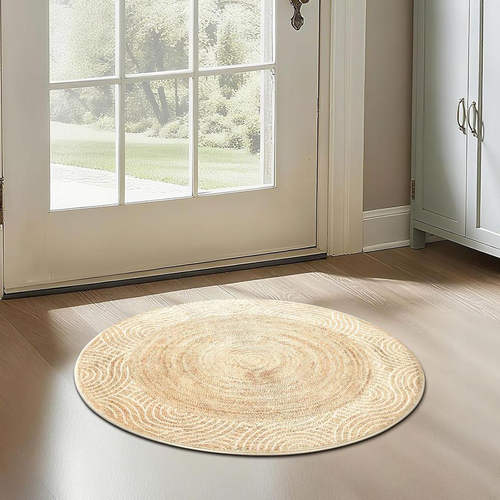 Tappeto Rotondo Blu Morbido – Tappeto d'Ingresso a Pelo Corto Antiscivolo per Cucina, Bagno e Cameretta