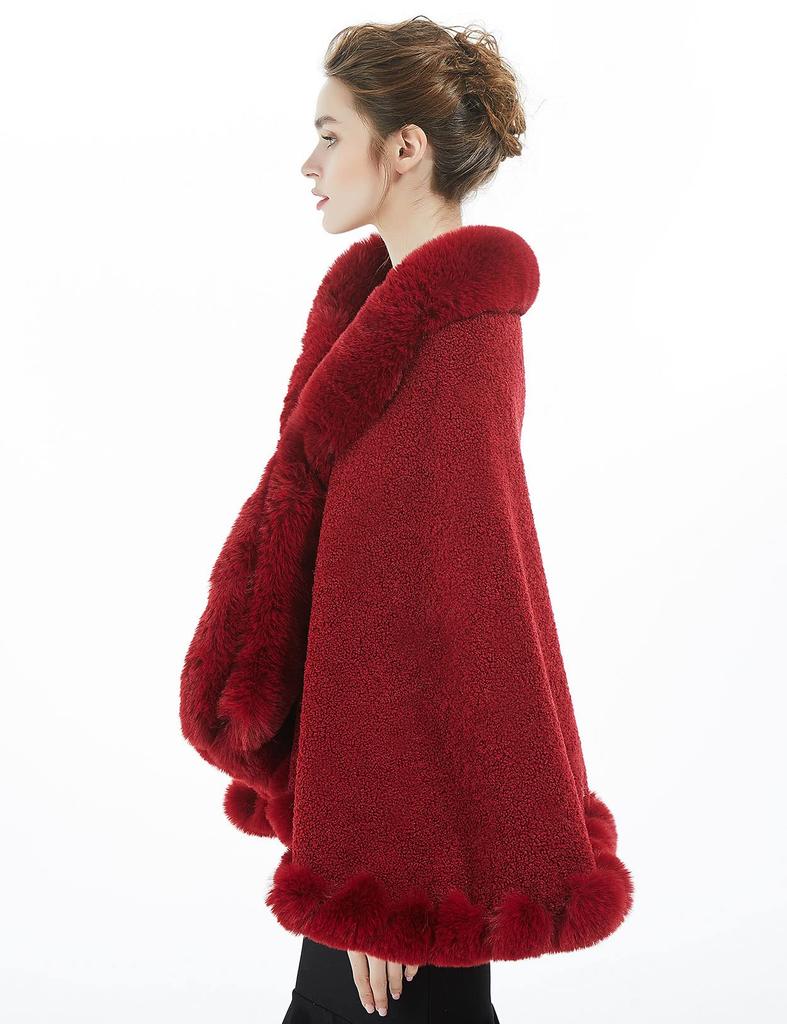 BEAUTELICATE Grube Sztuczne Futro Zimowe Bolerko na Wesela i Imprezy Damski Szal, Duży, Ciepły,