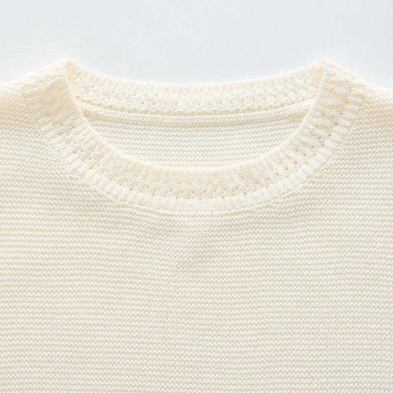 Northern Deer Gentle Cloud White Cotton Triacetate Short Sleeve Knitwear - Early Spring 2025 Temperament Texture