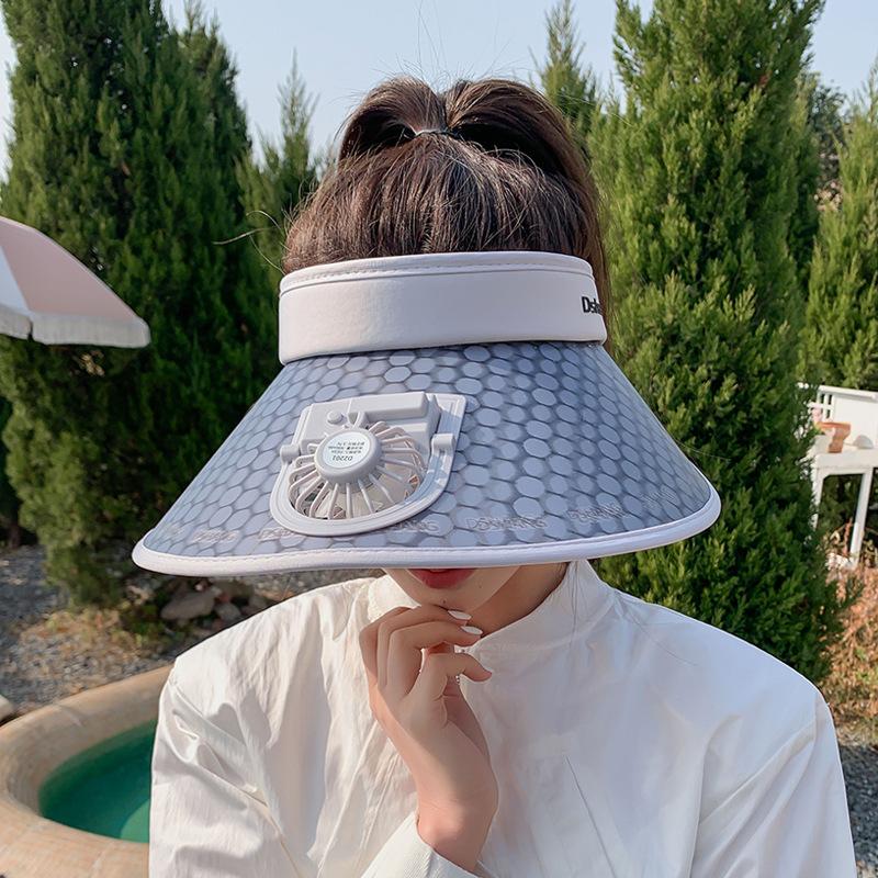 Summer outdoor sun hat children large brim with fan rechargeable empty top hat versatile fashion sun hat