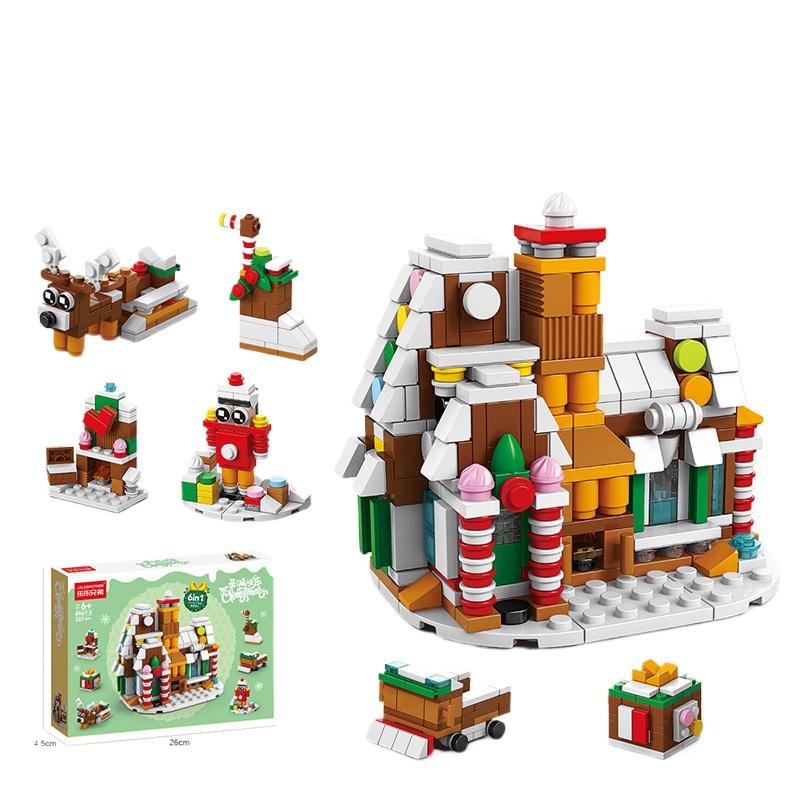 6 In 1 Christmas Train Model Building Blocks Bricks Sets Classic Dolls Kids Toys Gift