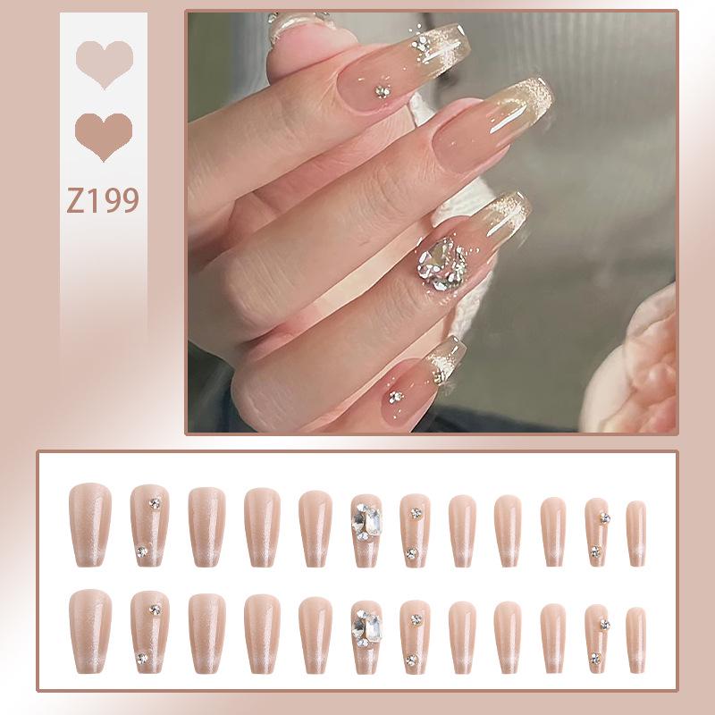 

Нюдовый градиент кошачий глаз глиттер бриллиант свадебные накладные ногти Glue Kit