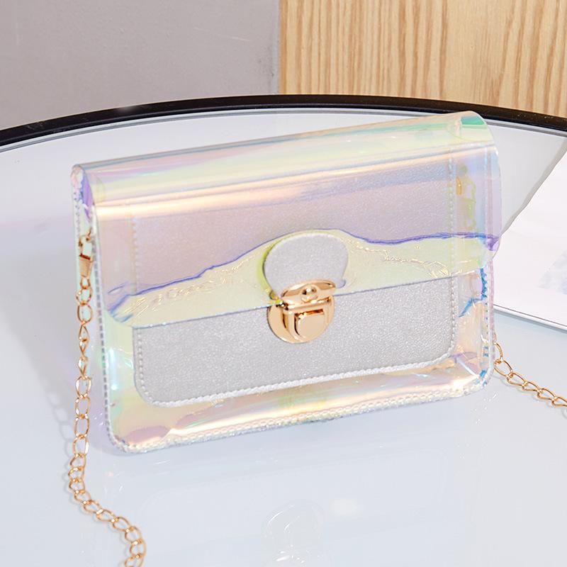 Refreshing Laser Transparent Shoulder Women's Bag Tide Crossbody Versatile Chain Small Square Bag